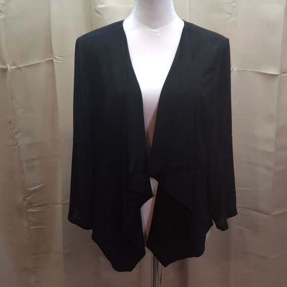 CALVIN KLEIN Black Flowy Open Front Dress Jacket Size XL - Picture 1 of 9